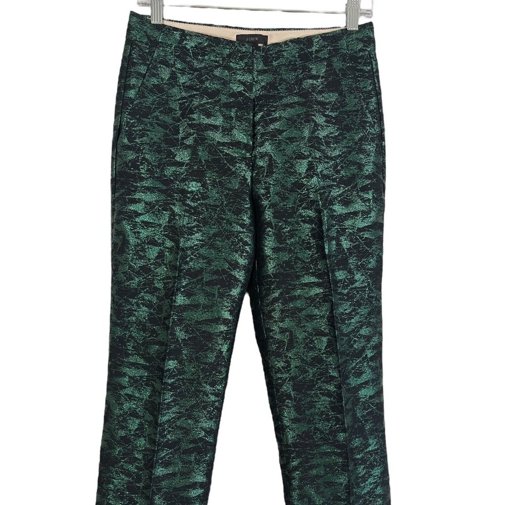 J. Crew patio pant in evergreen jacquard - Size 2